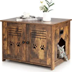 COSTWAY Mueble Arenero con Doble Puerta y Baño Oculto para gatos - 70 x 51,5 x 50,5 cm