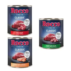 Pack de prueba: Rocco Classic 6 x 800 g - Mix exclusivo: vacuno puro, vacuno y salmón, vacuno y pato