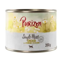 Purizon Single Meat comida húmeda para gatos 12 x 200 g - Pack Ahorro - Pollo con flores de camomila