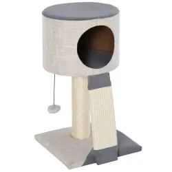 Rascador en torre con bola PawHut para gatos color Gris