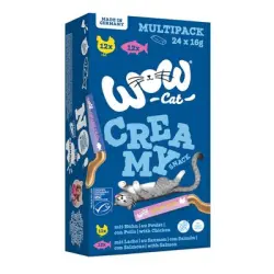 WOW Cat Creamy Snack para gatos - 24 x 16 g Pack mixto (2 variedades)