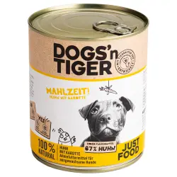 Dogs'n Tiger Adulto 6 x 800 g comida húmeda para perros - Pollo y zanahoria