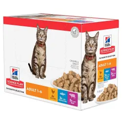Hill's Adult Optimal Care Multipack 12 x 85 g para gatos - Selección de carnes y pescado azul