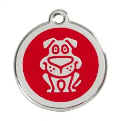 Placa identificativa Acero Inoxidable Esmalte Perro Rojo para perros
