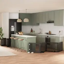 Puerta De Perros Plegable 12 Paneles Madera Álamo Negra 960 Cm