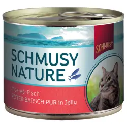 Schmusy Nature con pescado en latas 12 x 185 g - Mero rojo puro