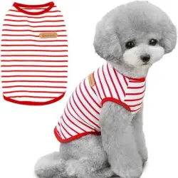 HausPets Camiseta algodón suave rayas cachorros razas pequeñas, roja, talla - 1 artículo