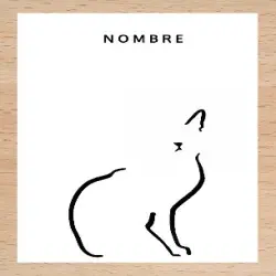 Ilustración silueta de gato con marco de madera color Blanco