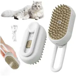 Pawffee Cepillo de vapor 3 en 1 gatos perros: desenreda masajea - Blanco - 1 pieza