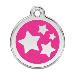 Placa identificativa Acero Inoxidable Esmalte Estrella Rosa Fuerte para perros