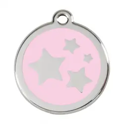 Placa identificativa Acero Inoxidable Esmalte Estrella Rosa para perros