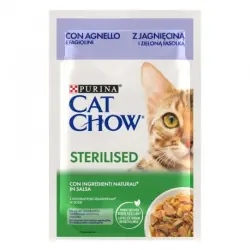 Purina Cat Chow Sterilized Comida Húmeda en Gelatina para Gatos con Cordero, 26 x 85 gr