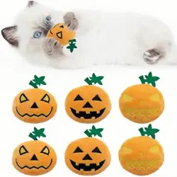 ZooVenture Juego de juguetes para gatos con forma de calabaza de Halloween - 6 piezas