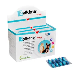 Zylkene tranquilizante natural para perros y gatos - 100 cápsulas de 75 mg para perros y gatos hasta 10 kg