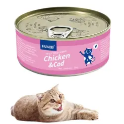 FurryFusion Latas de comida para gatos (4 unidades) - Pollo con bacalao