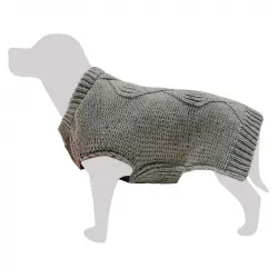 Jersey de punto trenzado gris para perros, Tallas 35 cm