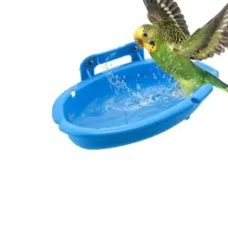 MCBOSON Bañera colgante para pájaros pequeños (azul) - 1 artículo