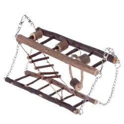 Puente colgante de madera natural para roedores - 27 x 17 x 7 cm (LxAnxAl)