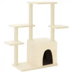Rascador Para Gatos Con Postes De Sisal Color Crema 97,5 Cm Vidaxl