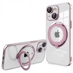 Cool Funda Mágnetica con Anillo para Cargas Tipo MagSafe Rosa para iPhone 13