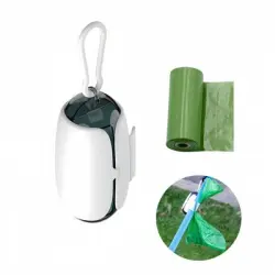FurryFusion Dispensador de bolsas excrementos perro forma cápsula espacial - Blanco