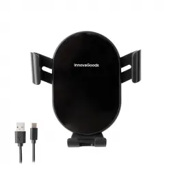 InnovaGoods IG7827076 Soporte Cargador Rápido Inalámbrico para Coche Negro