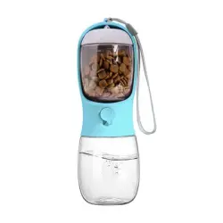 UAMLY Botella de agua para perros con recipiente para comida - verde 300 ml