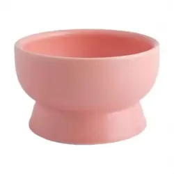 UAMLY Comedero elevado de cerámica para gatos - Rosa - 13 x 13 x 7,5 cm