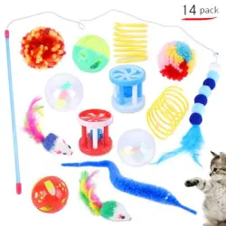 UAMLY Varitas y juguetes para gatos (color aleatorio) - 14 piezas