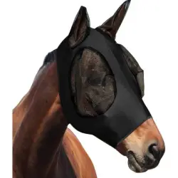 ZooVenture Máscara antimosquitos caballos - Lycra, protección UV, elástica - Negro