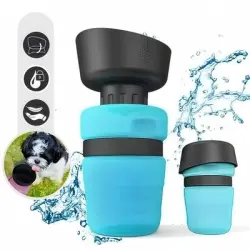FurryFusion Botella de viaje para mascotas de 520 ml - Azul