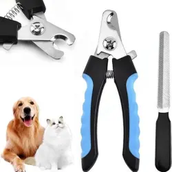 MCBOSON Cortaúñas perros gatos cierre seguridad, hoja acero inoxidable lima - 1 artículo