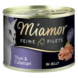 Miamor Filetes Finos en gelatina 6 x 185 g - Atún y calamares