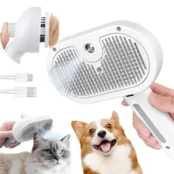 Pawffee Cepillo autolimpiante 3 en 1 blanco, antiestático, masaje mascotas - 1 pieza