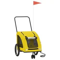Remolque De Bicicleta Mascotas Hierro Tela Oxford Amarillo Vidaxl