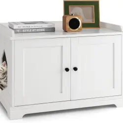 COSTWAY Arenero con Tablero Rascador para Gatos - 75 x 51 x 53 cm