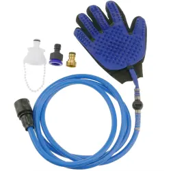 Guante de agua limpiador de perros. Ducha manual para mascotas con manguera y adaptadores