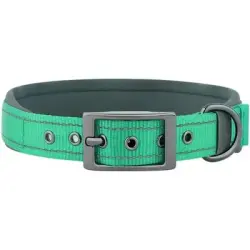HausPets Collar ajustable nailon liso perros, azul verdoso, XL, pequeño - Artículo 1