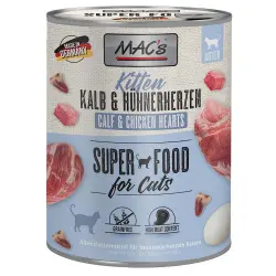 MAC's 6 x 800 g en latas para gatos - Kitten con ternera y corazones de pollo