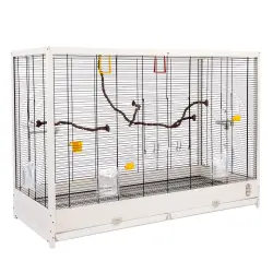 TIAKI Robin XXL jaula de madera para pájaros - 113,4 x 53 x 81,7 cm (L x An x Al)