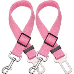 UAMLY Cinturón de seguridad ajustable para perros y gatos - Conjunto rosa de 2 piezas