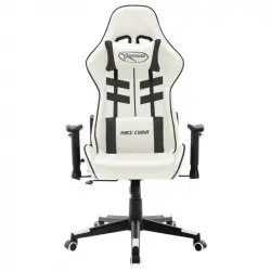 VidaXL Cumbre Silla Gaming con Altura Ajustable con Reposacabezas Blanco/Negro