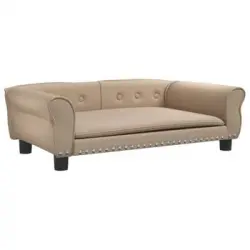 Cama Para Perros De Cuero Sintético Color Capuchino 95x55x30 Cm Vidaxl