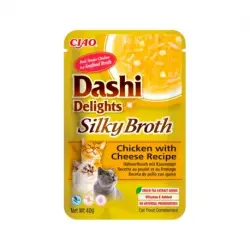 Churu Dashi Delights Silky Broth Comida Húmeda para Gatos en Caldo con Pollo y Queso, 12x40 gr