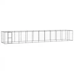 Perrera De Exterior | Jaula Para Perro | Parque Para Mascotas De Acero Con Techo 26,62 M² Cfw783928