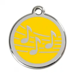 Placa identificativa Acero Inoxidable Esmalte Música Amarillo para perros