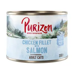 Purizon 12 x 200 g / 400 g latas para gatos en oferta: 10 + 2 ¡gratis! - Filete de pollo con salmón (12 x 200 g)
