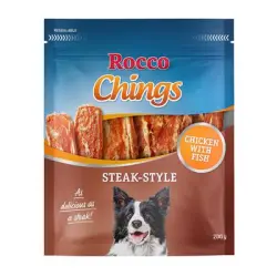 Rocco Chings Steak Style snacks para perros - Pollo y pescado 200 g