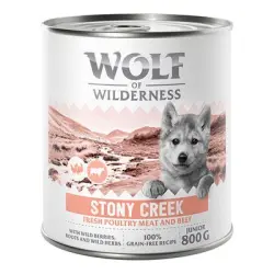 Wolf of Wilderness Expedition Junior 6 x 800 g - Stony Creek - Ave con vacuno