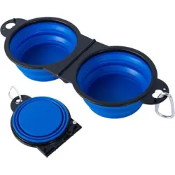 HausPets Comedero plegable 2 1 perros, moldeado 180 grados, portátil, azul - azul